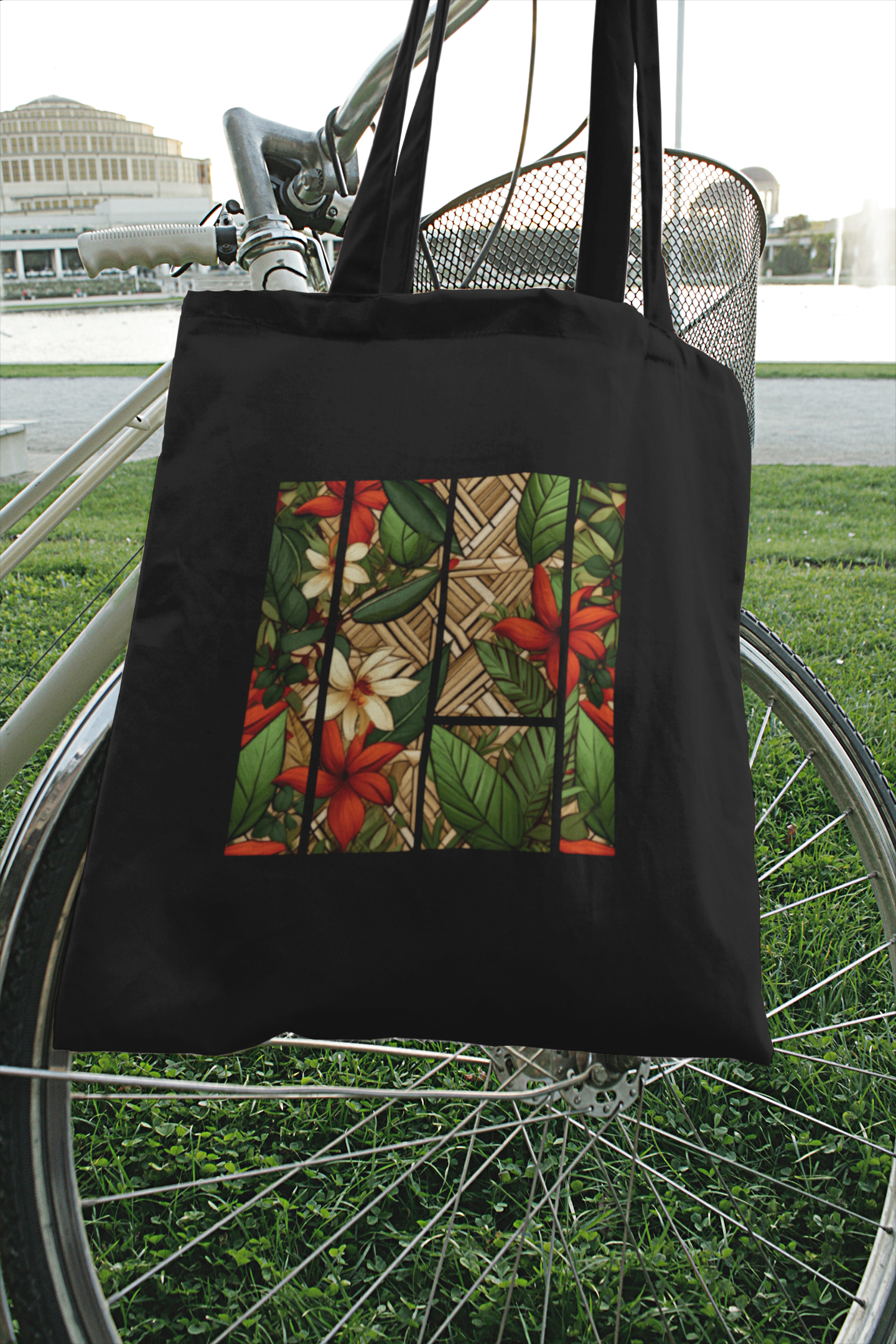 Tote Bag : Striped Flowers
