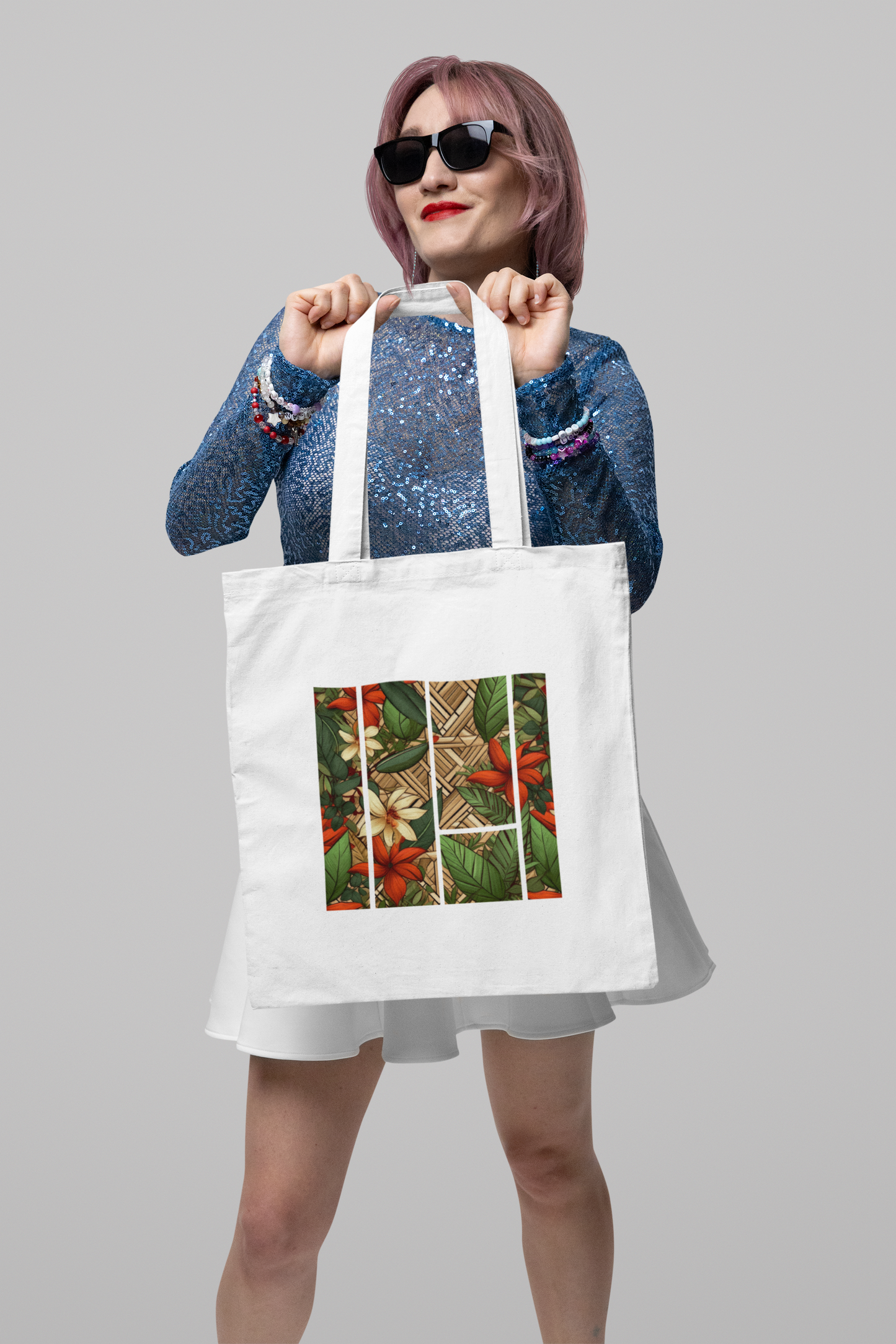 Tote Bag : Striped Flowers