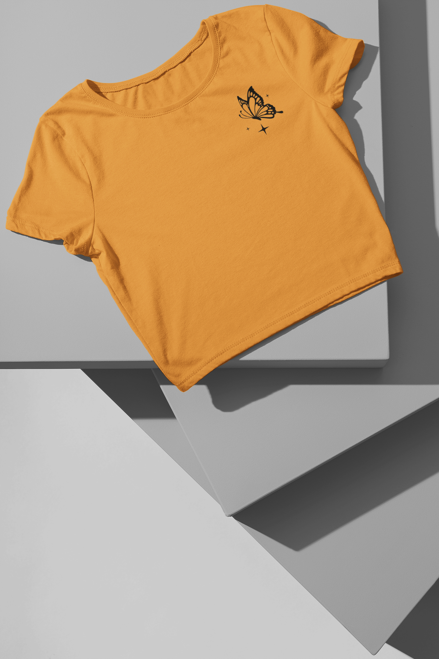 Crop Top : Black Butterfly