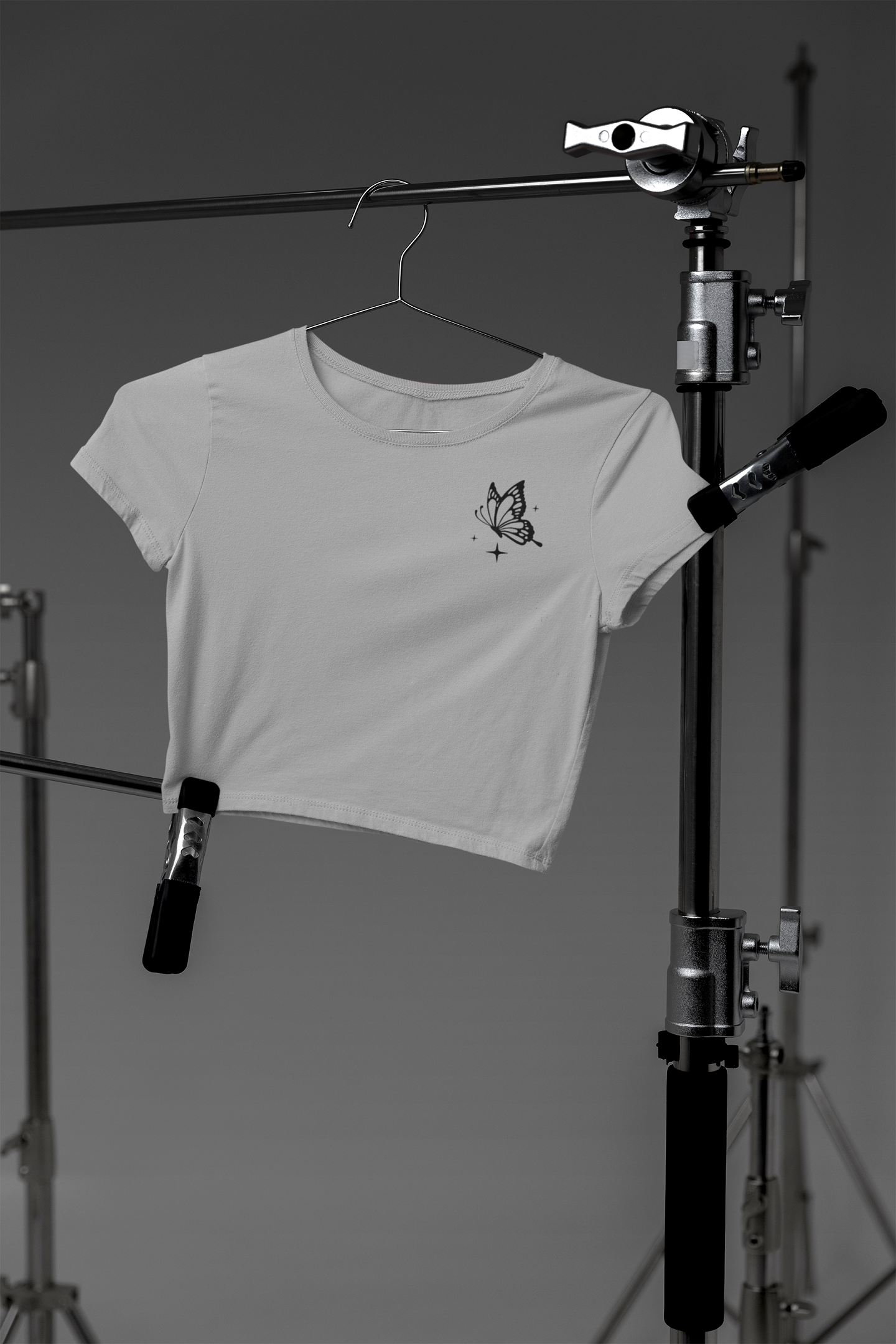 Crop Top : Black Butterfly