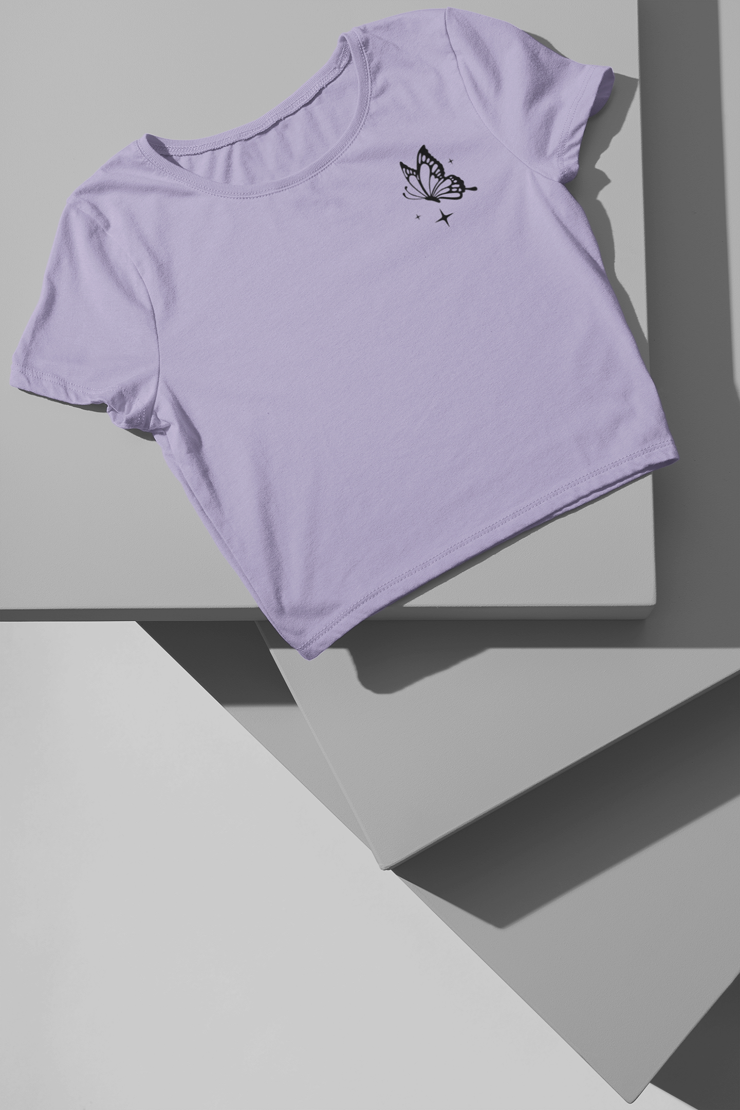 Crop Top : Black Butterfly