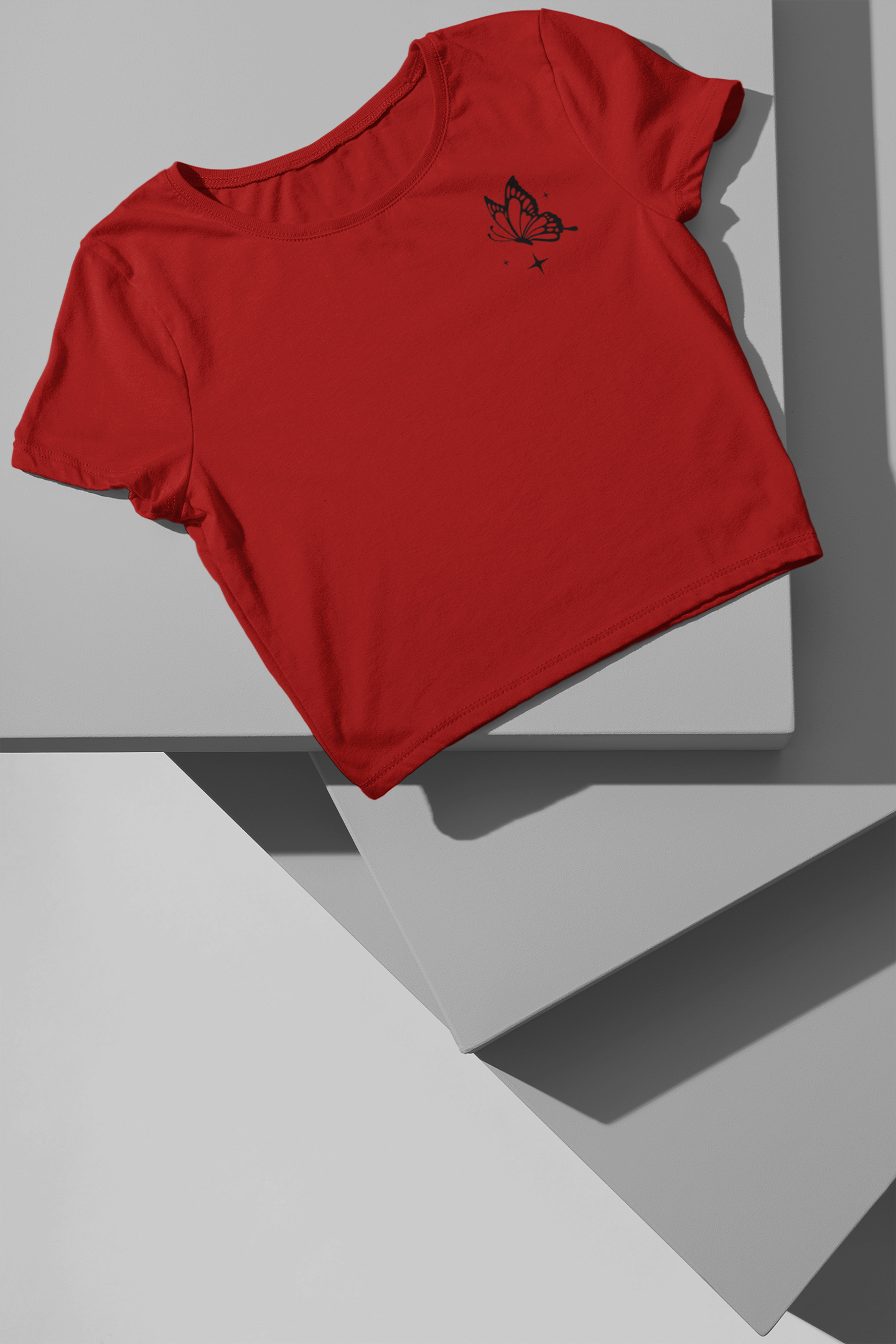 Crop Top : Black Butterfly