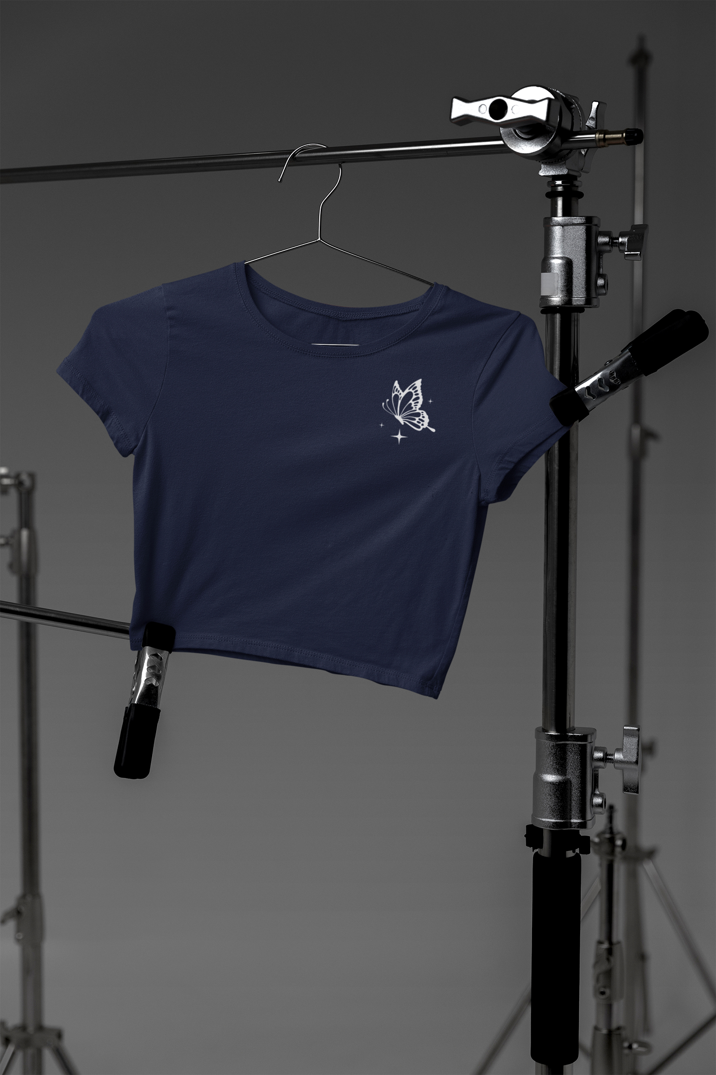 Crop Top : White Butterfly